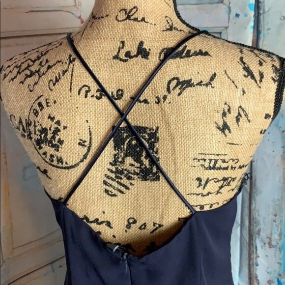 Rhapsody Navy Blue Halter Sleeveless Crisscross Back Formal Dress Womens Size S - Picture 7 of 12